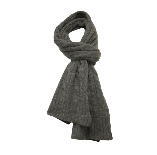 Silk scarf Mid Grey Cashmere Cable Scarf