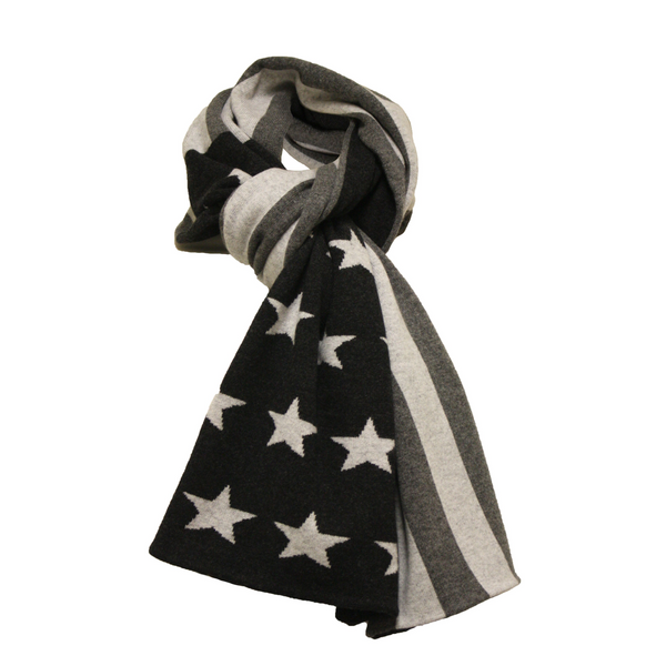Silk scarf Grey American flag knitted Cashmere Scarf