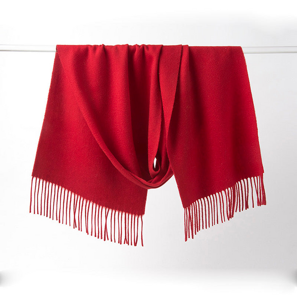 Lambswool Scarf Woven Plain Red