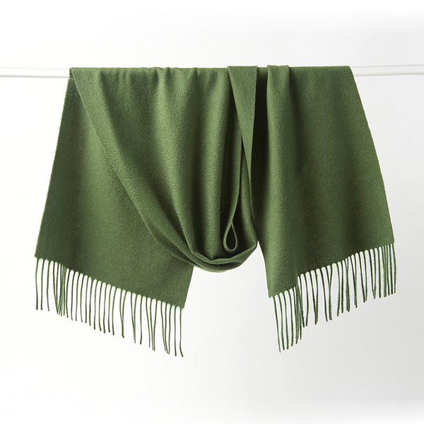 Lambswool Scarf Woven Plain Hunting Green
