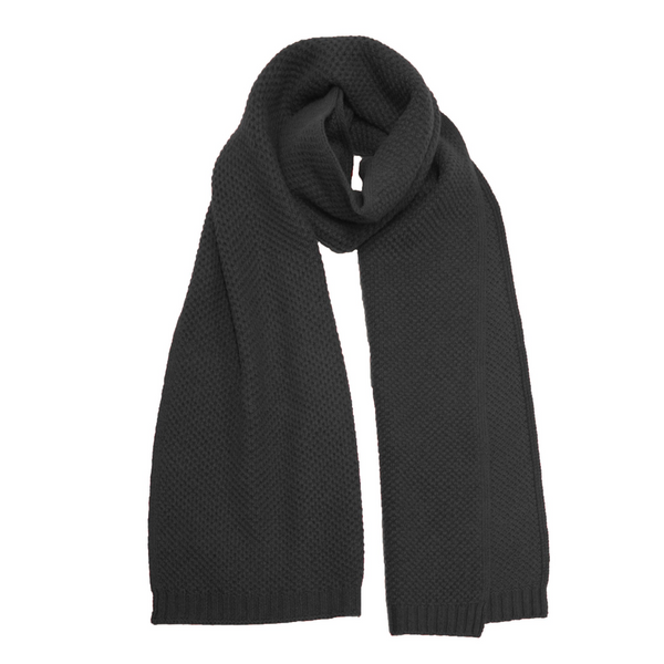 Heavy Seed stitch knitted Cashmere Scarf Milkyway Black