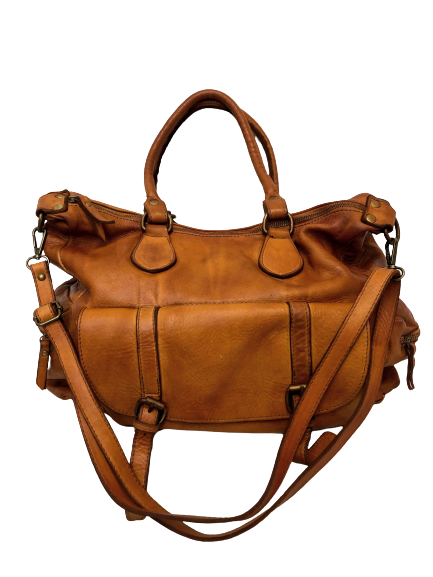 Light Brown Leather Saddle Bag
