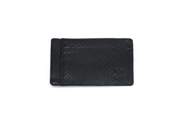 Card holder in snake-embossed leather