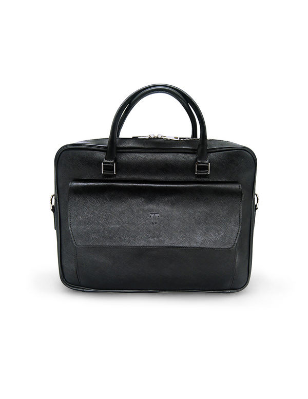 Document bag with magnetic pocket in Saffiano leather