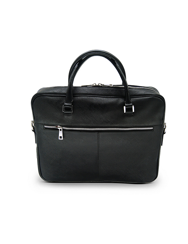 Document bag with lock in Saffiano leather