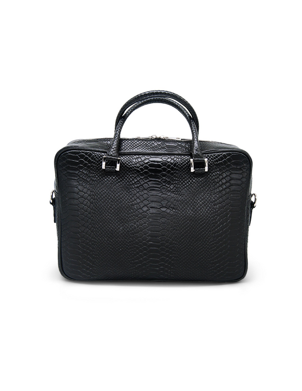Document bag in python embossed leather