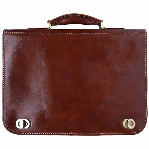 Italian Artisan HANDMADE Business Men Leather Briefcase Made In Italy