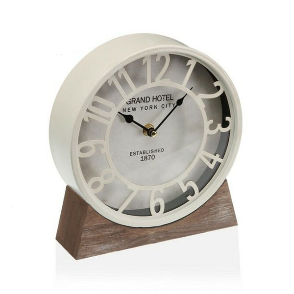 Table clock Versa White MDF Wood (20 x 20 x 6 cm) (Ø 20 cm)-0