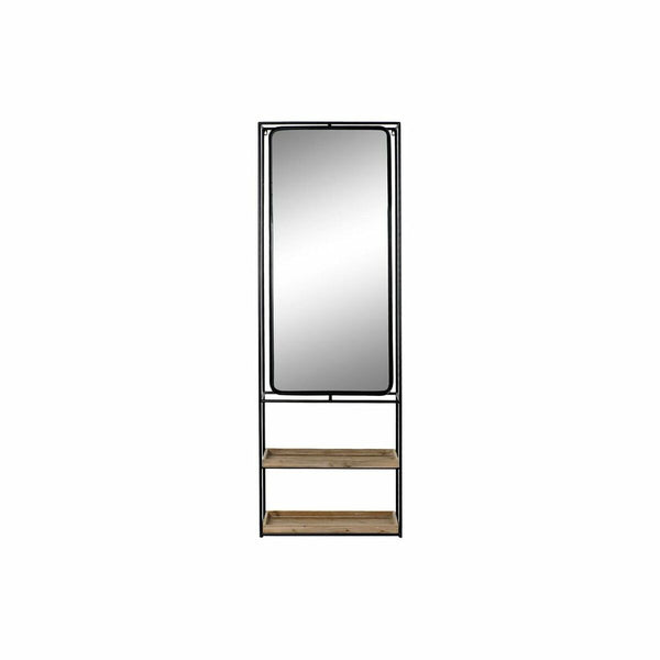 Wall mirror DKD Home Decor 60 x 17 x 183 cm Crystal Natural Black Metal Wood-0