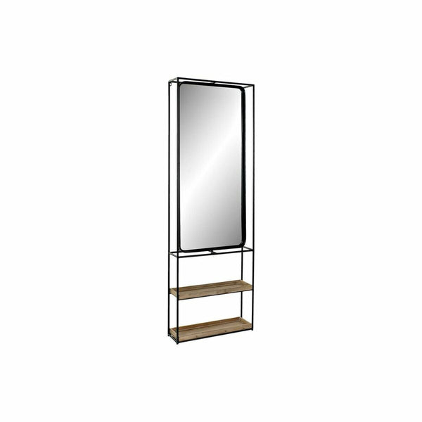 Wall mirror DKD Home Decor 60 x 17 x 183 cm Crystal Natural Black Metal Wood-1
