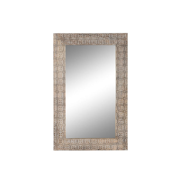 Wall mirror DKD Home Decor 76,5 x 3 x 122 cm Crystal Natural Brown Mango wood Indian Man-0