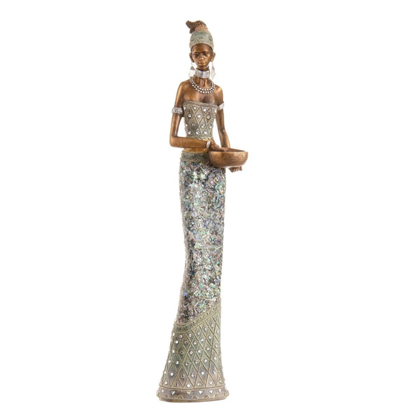 Decorative Figure 14 x 12,5 x 54,5 cm African Woman