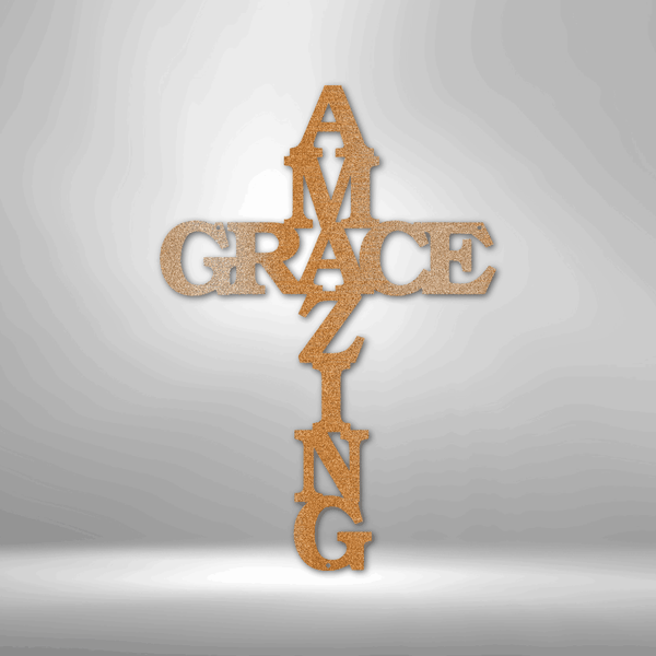Amazing Grace Cross - Steel Sign - michaelserge.com