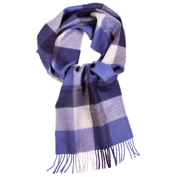 Blue checkered alpaca wool scarf