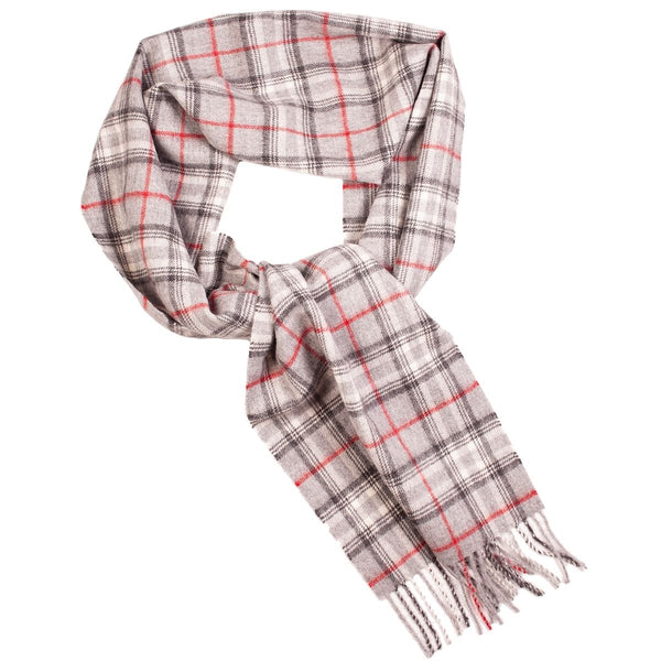 Alpaca wool grey checkered scarf
